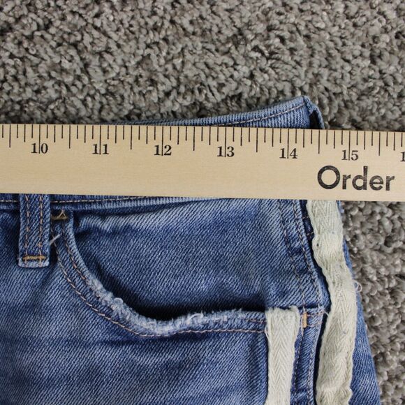 Hollister Button Fly Denim Shorts Juniors 7 Blue High Rise Boyfriend Stretch - Picture 5 of 8